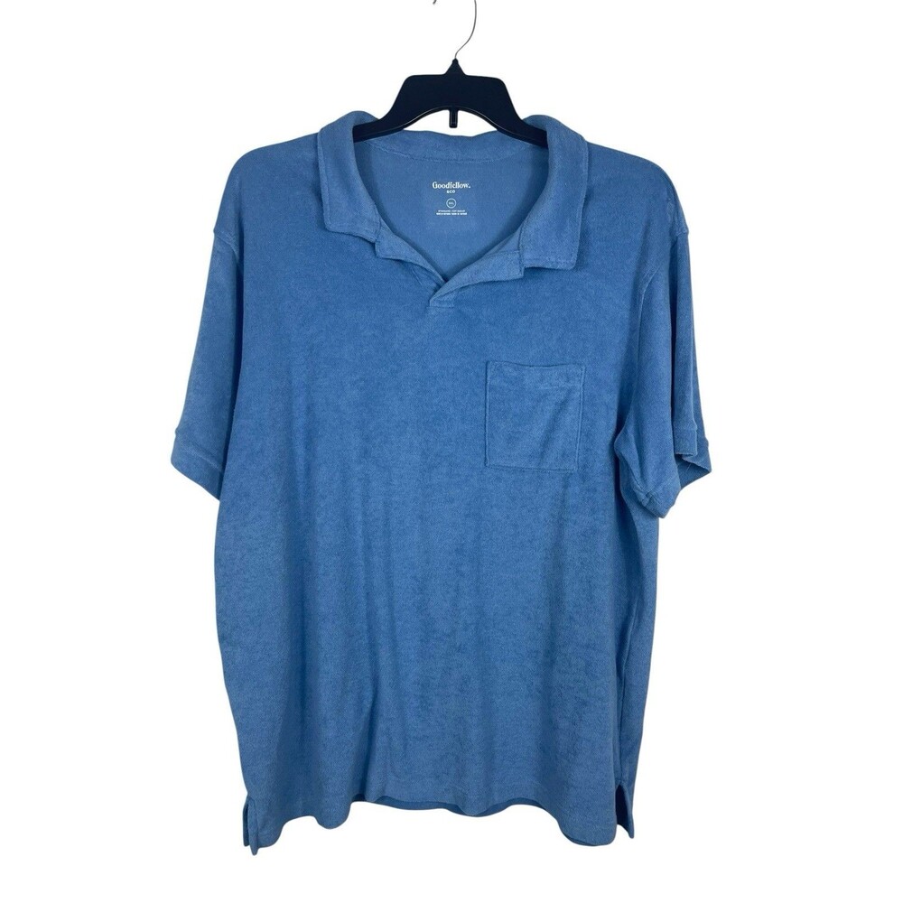 Goodfellow & Co Blue Terry Cloth Polo Shirt Mens XXL Casual Beachy Soft